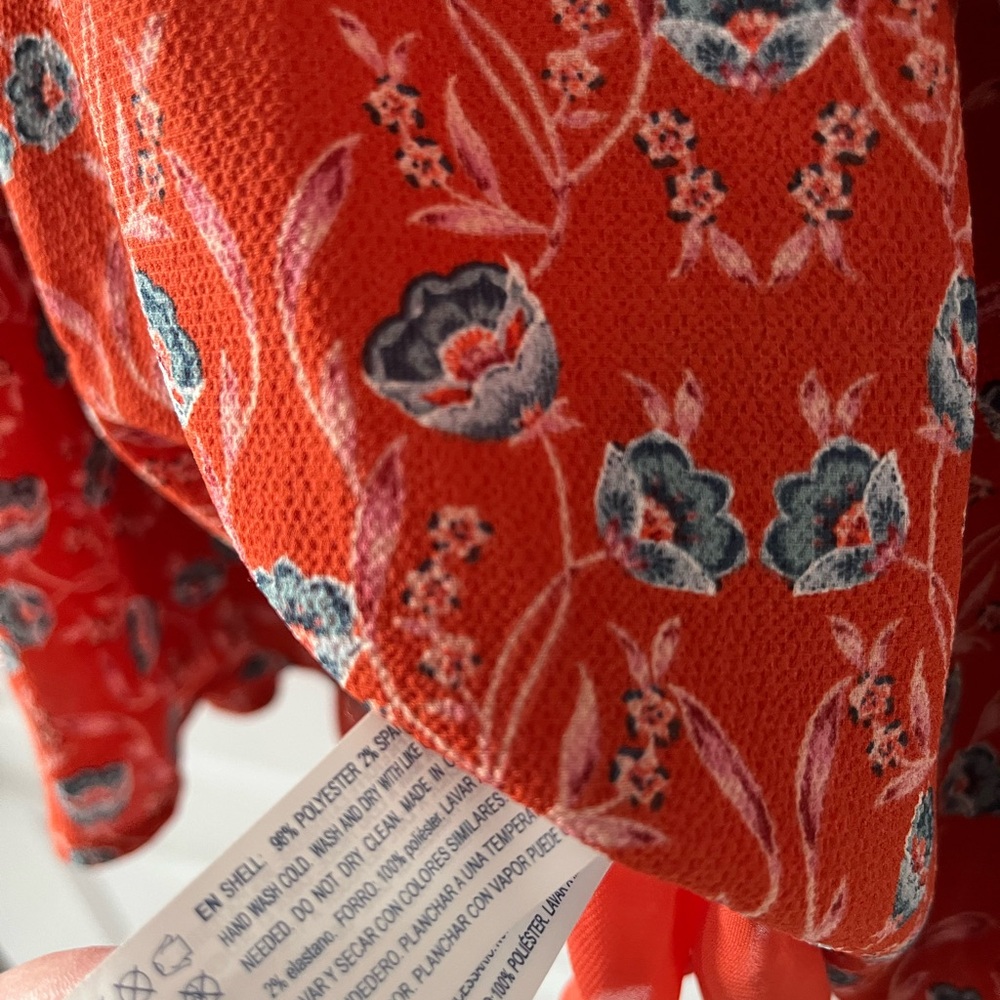 Red/Orange Floral Long-Sleeve Dress - Picture 5 of 8